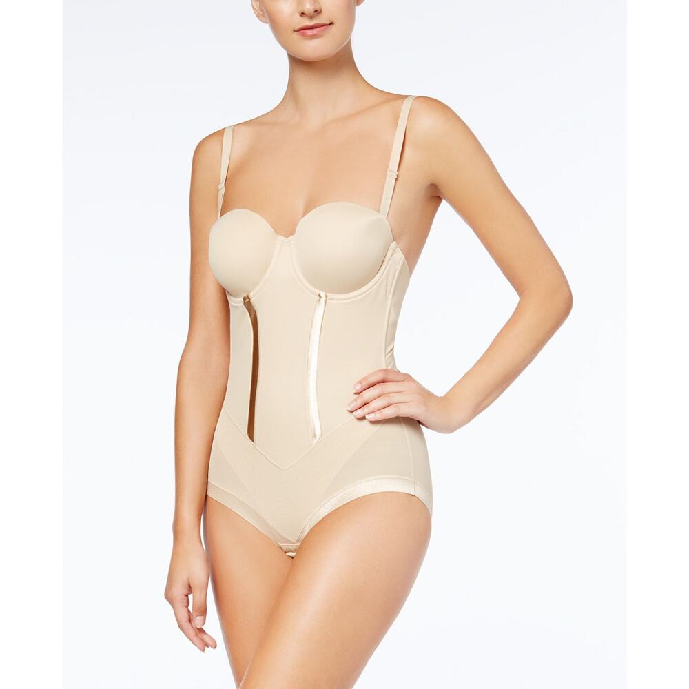 Maidenform Firm Tummy-Control Easy Up Strapless Bodysuit Beige 1256 NWT 38D